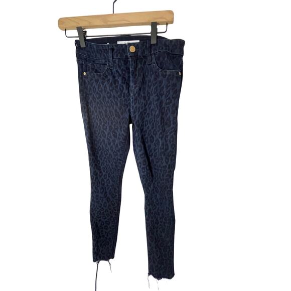 Sam Edelman The Kitten Raw Hem Mid Rise Skinny Jeans Size 25 Leopard Mob Wife - Picture 2 of 6